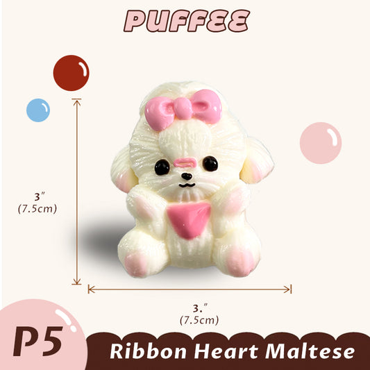 Ribbon Heart Maltese Squishy Toy [P5]